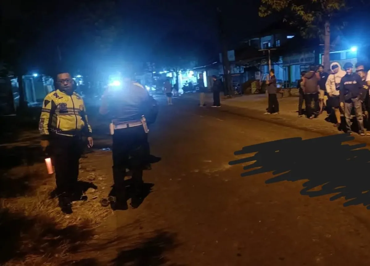 Lokasi kecelakaan maut jalan Godean yang tewaskan pemotor. (Foto: Polsek Godean)