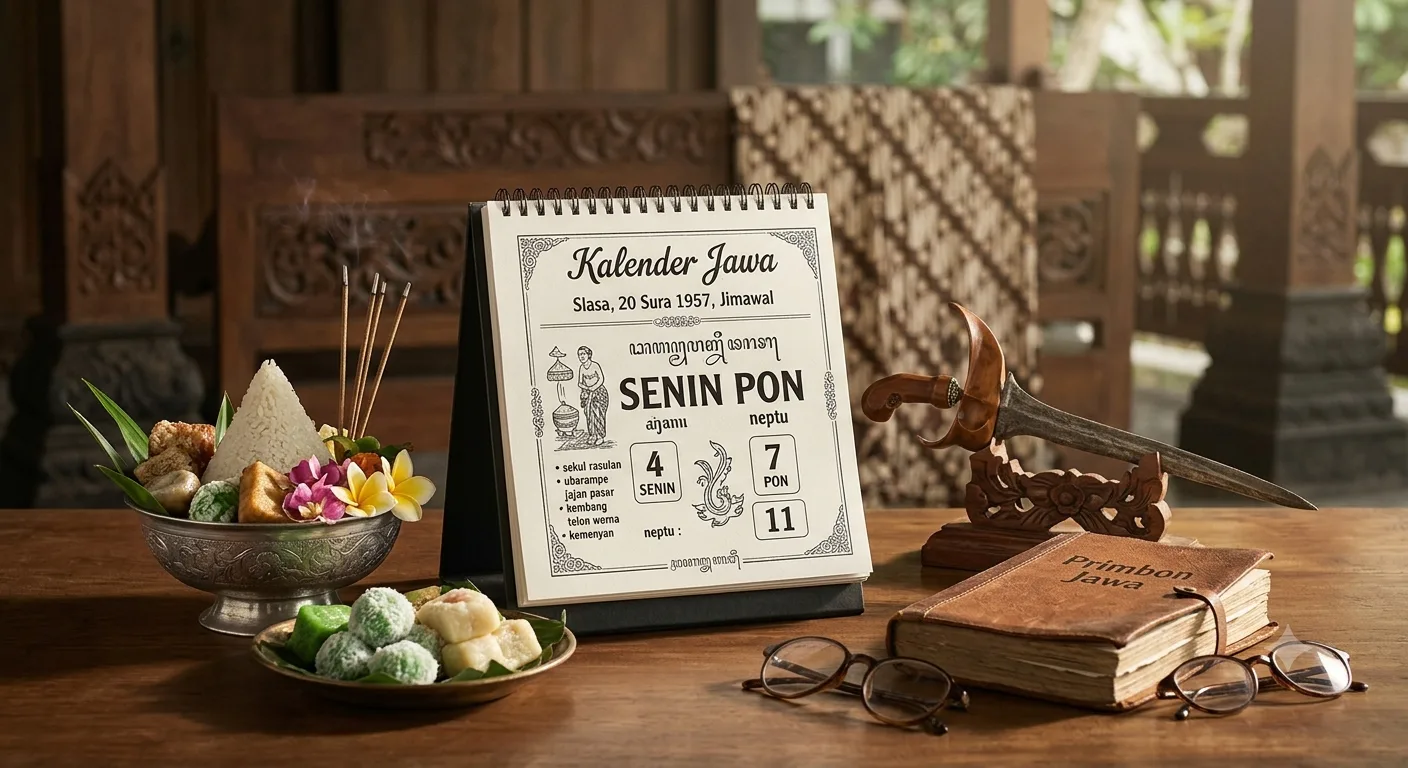 Senin Pon. Cek neptu, watak, rezeki, jodoh menurut Primbon Jawa. (AI/KabarJawa)