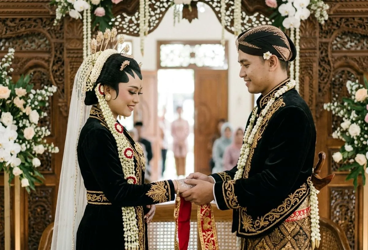 Ilustrasi foto pengaten. Ketahui apakah bulan sapar boleh menikah.(AI/KabarJawa)