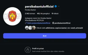 Akun IG Persiba Bantul di-private oleh pelaku peretasan setelah sebelumnya unggah konten penipuan bermodus tebus murah.