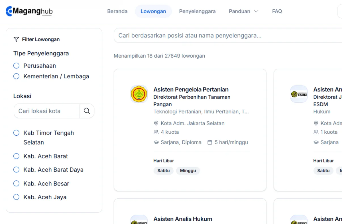 Ketahui fungsi filter jurusan dan domisili di MagangHub serta pengaruhnya terhadap peluang lolos Magang Kemnaker 2026.