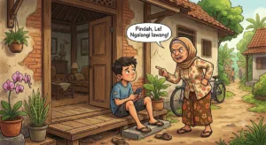 Kenapa orang Jawa melarang duduk di depan pintu? Simak mitos, makna filosofis, dan alasan budaya di balik pamali tersebut. (Gemini AI)