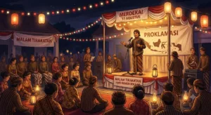 Contoh teks MC malam tirakatan 17 Agustus 2026 bahasa Jawa lengkap dengan susunan acara, pembukaan hingga penutup. (Gemini AI)