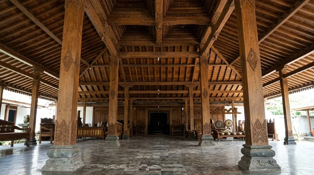 Mitos saka guru rumah Joglo: benarkah empat tiang utama ini menjadi pusat kekuatan dan menyimpan energi spiritual? (AI/KabarJawa)