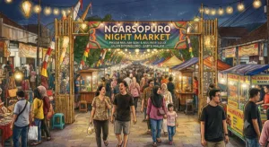 Ilustrasi Ngarsopuro Night Market Solo. (Gemini AI)