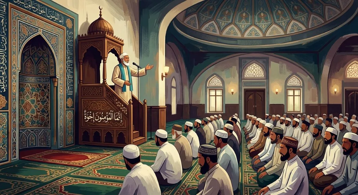Ilustrasi khutbah Jumat. (Gemini AI)
