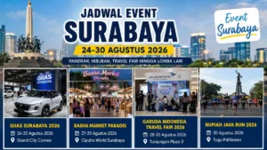 Jadwal event Surabaya 24-30 Agustus 2026 diisi GIIAS, Basha Market, travel fair hingga event lari di berbagai lokasi. (AI/KabarJawa)