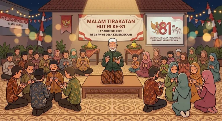 PDF doa malam tirakatan 17 Agustus 2026 lengkap bahasa Arab, latin, dan artinya untuk acara syukuran kemerdekaan. (AI)