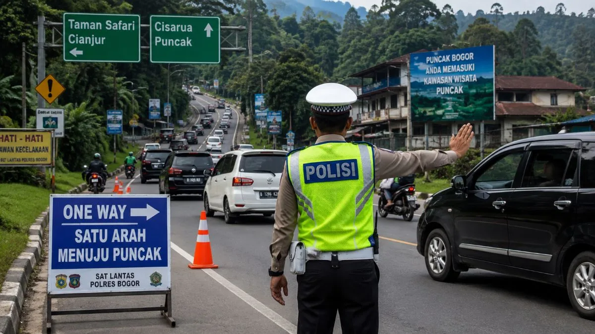Jadwal one way Puncak Bogor Minggu 30 Agustus 2026, arah Puncak dan Jakarta, serta info ganjil genap yang ditiadakan.