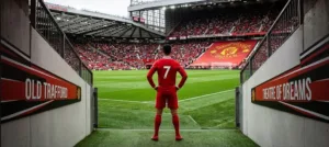 Eric Cantona salah satu pemain nomor punggung 7 Manchester United yang fenomenal, dengan karier gemilang dan sederet trofi di Old Trafford. (Foto ilustrasi AI)