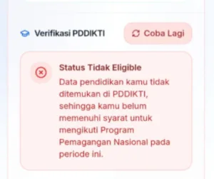 Status PDDIKTI Tidak Eligible di MagangHub Kemnaker 2026 Batch 2? Ini penyebab dan cara memperbaiki data agar bisa terverifikasi.