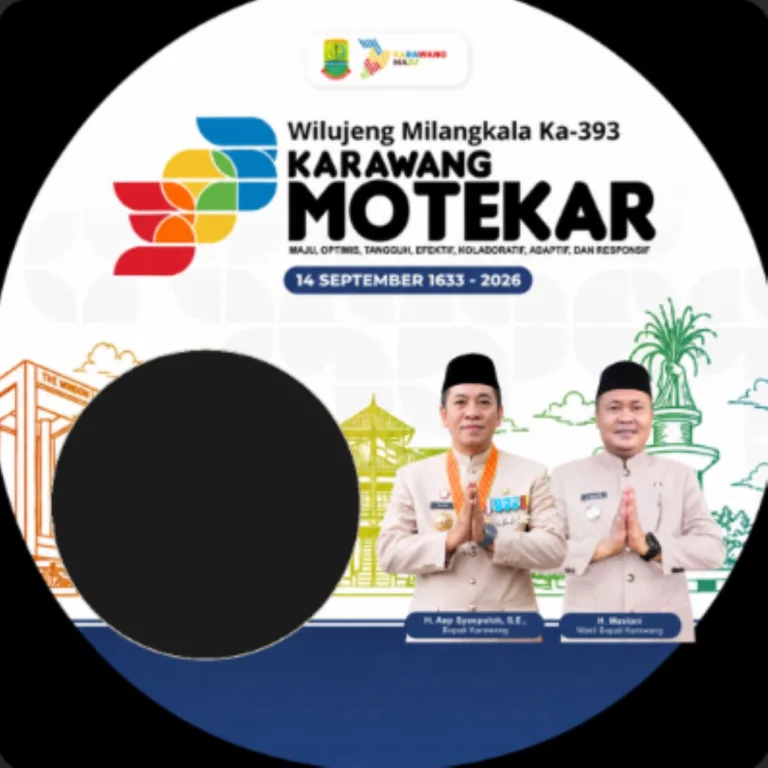 Link twibbon Hari Jadi ke-393 Kabupaten Karawang 2026 dengan desain terbaru dan gratis, lengkap dengan sejarah dan cara pakainya. (Foto twibbonize)