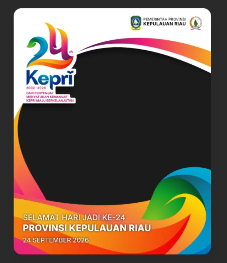 Link Twibbon HUT ke-24 Provinsi Kepulauan Riau 2026 untuk WhatsApp, Instagram, Facebook, dan TikTok lengkap dengan sejarah Kepri. (Twibbonize)