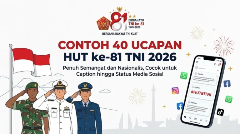40 ucapan HUT ke-81 TNI 2026 penuh semangat dan nasionalis, cocok untuk caption Instagram, WhatsApp, Facebook, dan media sosial. (AI)